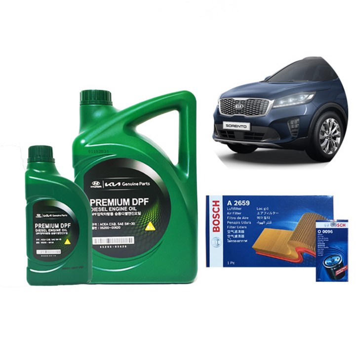 더뉴쏘렌토 순정 엔진오일+에어크리너+오일필터 세트