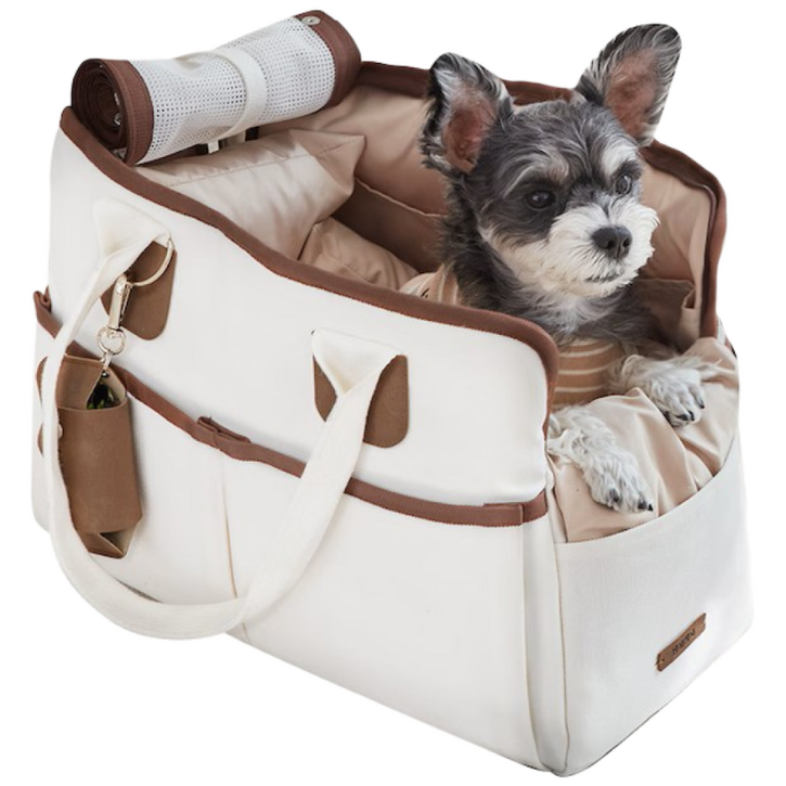 냥품멍품 보듬백 (강아지 이동가방, 빵빵쿠션), 1개, 아이보리&베이지