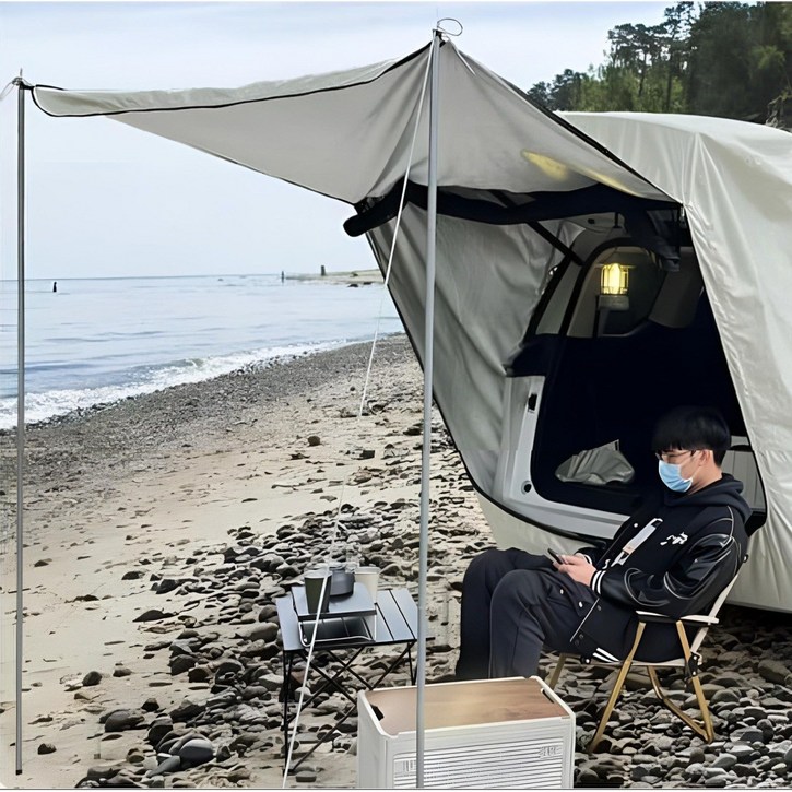 더디테일 SUV 차박텐트 타프 꼬리텐트 차량용 트렁크 텐트 차박용품 차량텐트 카텐트 차박용 자동차 텐트, 베이지