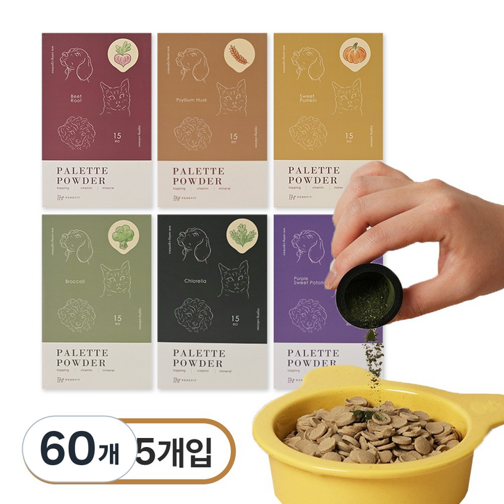 페네핏 팔레트파우더 본품 박스 사료 토핑 기호성 사료 토퍼 밥꾸 영양식 파우더 강아지 편식 고양이 편식, 자색고구마, 4g, 60개