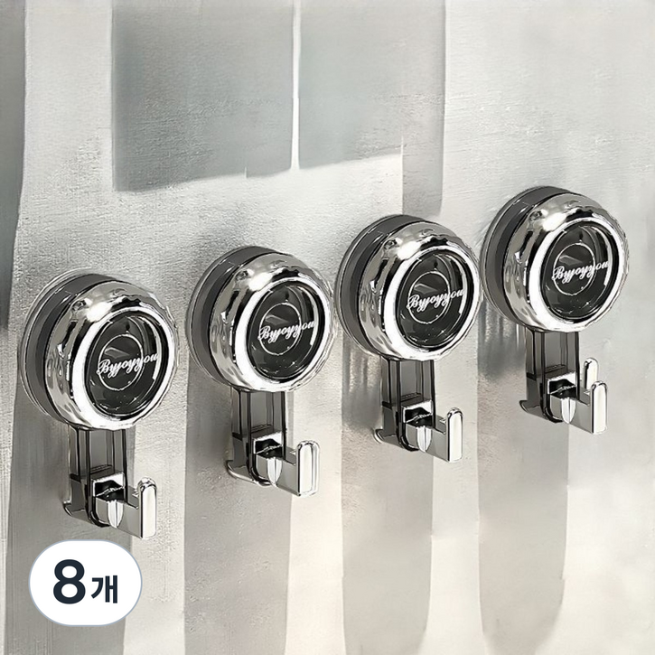 에이제이케이 무타공 걸이 다용도 초강력 최신 흡착식 걸이형 후크, 8개, 투명 블랙