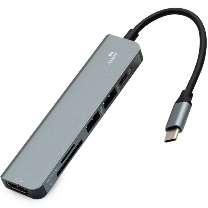 액센 6in1 C타입 USB 3.0 HDMI PD MSD 멀티허브 MH20, 그레이, 1개 액센 6in1 C타입 USB 3.0 HDMI PD MSD 멀티허브 MH20, 그레이, 1개