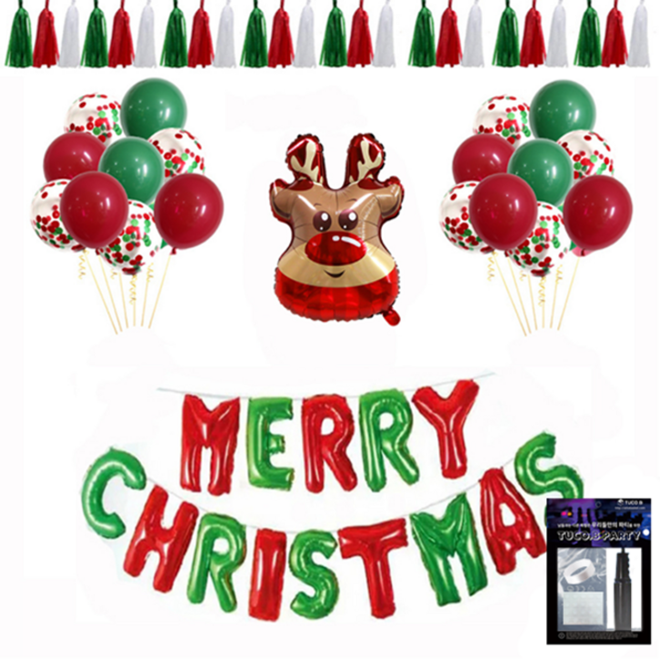 크리스마스풍선장식 투코비 크리스마스 장식 풍선 + 손펌프 + 고정테이프