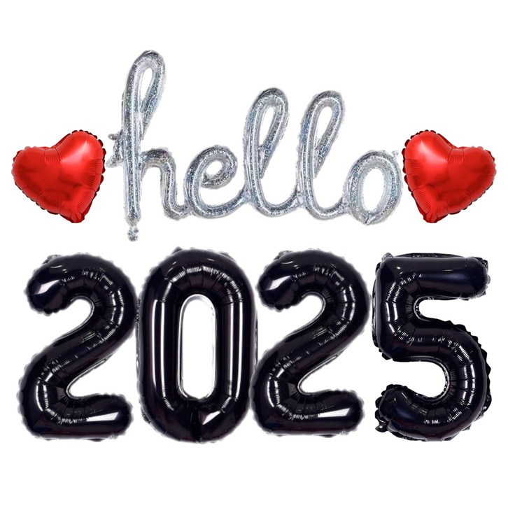 헬로 Hello 2025 새해 풍선세트 신년 파티 용품, 1개