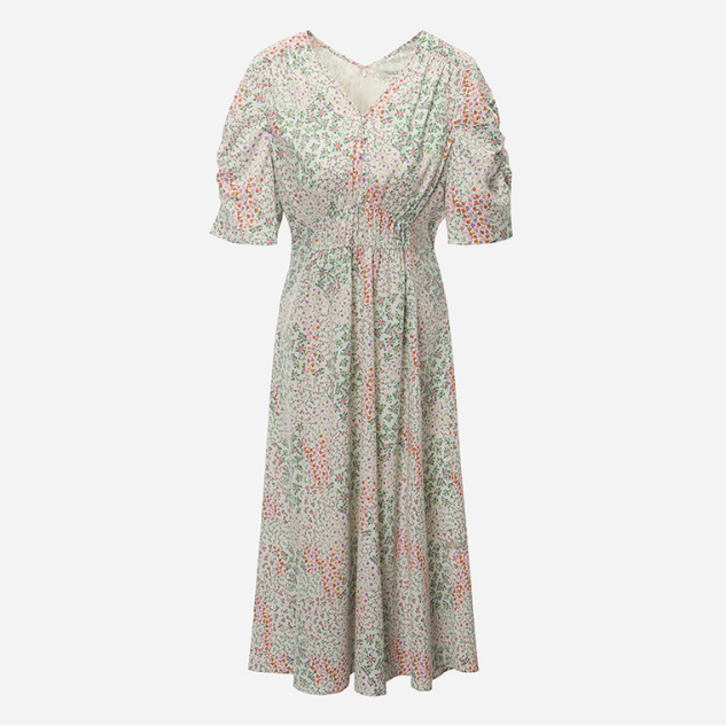 국내매장 정품 써스데이아일랜드 원피스 가을 임부복 태교여행 휴양지 비치웨어 리조트룩 쉬폰 셔링 플라워 밴딩 S사이즈5566