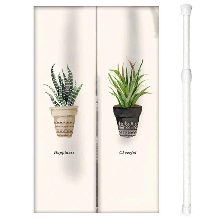 방문 커튼 가림막 봉 포함 세트 가리개 커텐 분리형 트임 패브릭 칸막이 도어 반커튼 주방 문 화장실 베란다