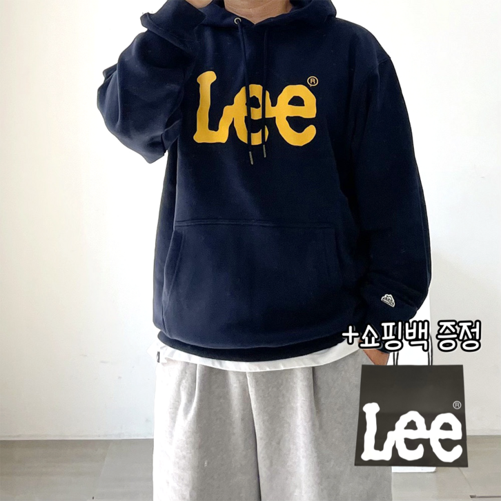 당일출고정품 LEE 리 빅 트위치 로고 후드티 네이비 쇼핑백