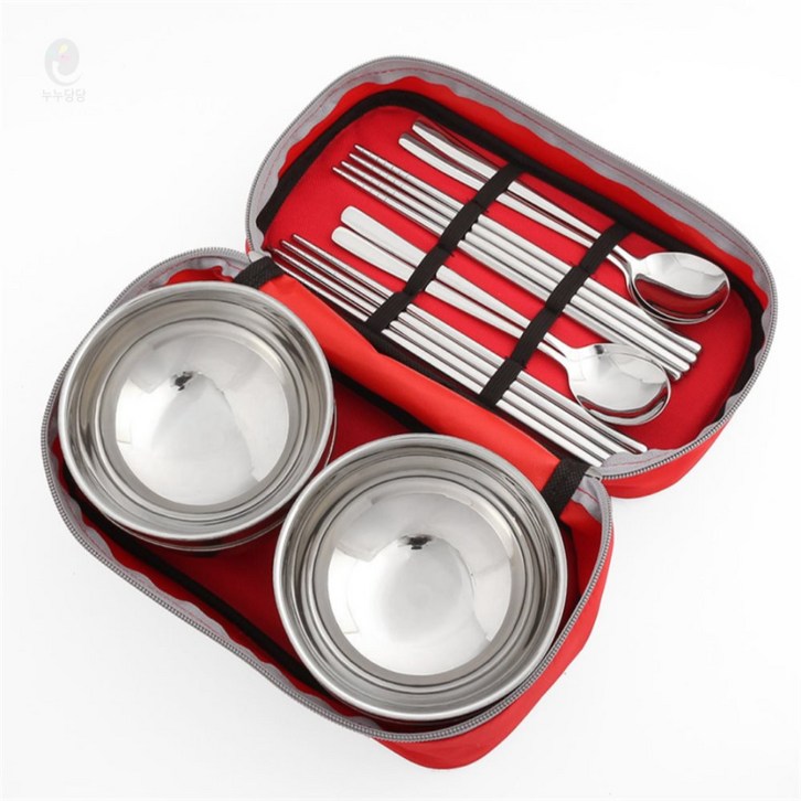 캠핑랜드 휴대용 수저 식기 4인세트사각 레드 가족캠핑식기, 상세페이지 참조, 1개