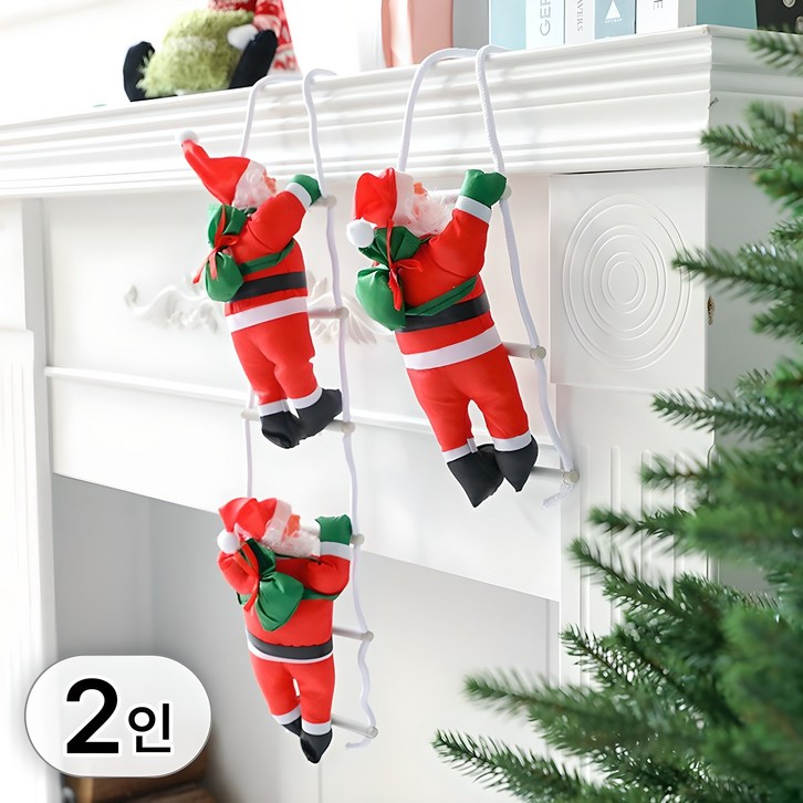 투데이리빙 크리스마스 사다리 타는 산타 인형 인테리어 장식 데코 소품 카페 오브제 용품 가랜드 오너먼트 장식품