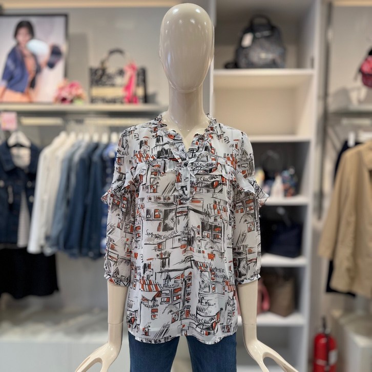 크로커다일레이디    프릴  디테일  프린트  블라우스  CLDMBL123