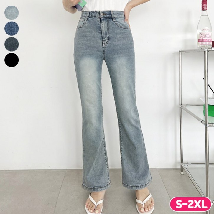 가비진 여성용 숏기본롱 3단기장 히든 밴드 스판 쫀쫀 부츠컷 데님 팬츠 청바지 바지 빅사이즈까지