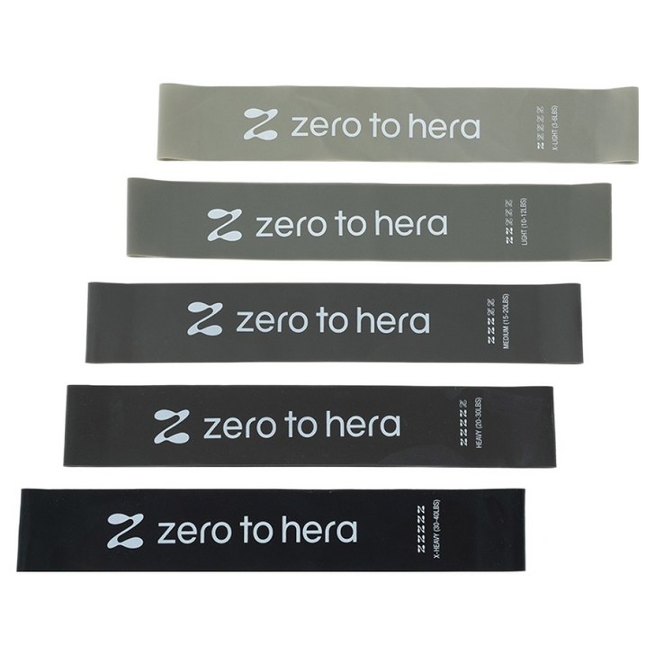 제로투히어로 제로투헤라 루프밴드 라텍스 탄성 운동 고무 밴드 5종 세트, 혼합색상, 1세트