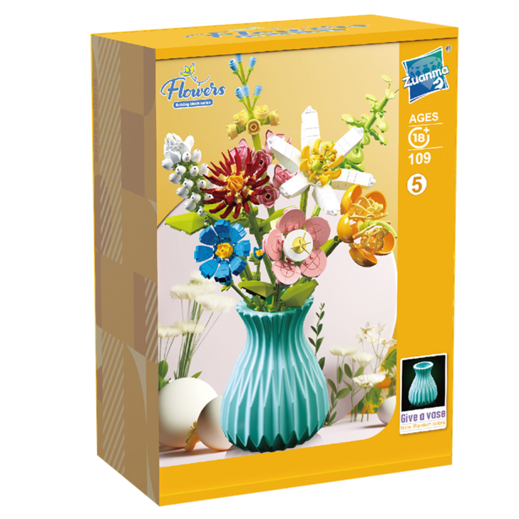 머트리얼테크닉 플라워시리즈 플라워블럭 꽃다발 화병 부케, 1개