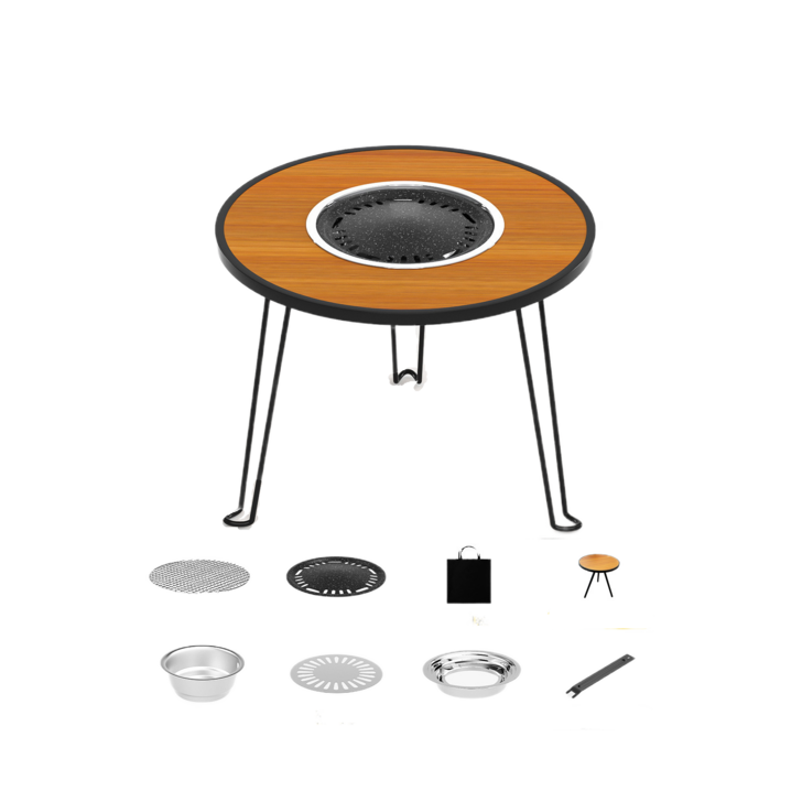 LUCKYOO 캠핑테이블 우드 화로 접이식 테이블 세트수납가방