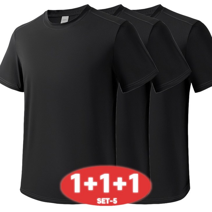 111 남녀공용 기능성 속건 라운드 반팔티 스포츠 아이스 쿨링 통기성 무지 반팔 티셔츠 3종세트