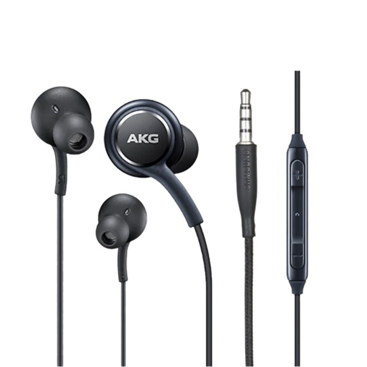삼성 정품 AKG 유선이어폰 3.5파이 스마트폰 S10 S9 S8 노트9 노트8 갤럭시 화이트블랙, 블랙