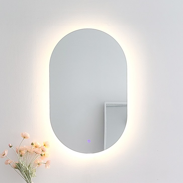 KC인증 터치형 3색변환 LED 터치형 타원 조명거울 인테리어 벽거울 화장대 탁상