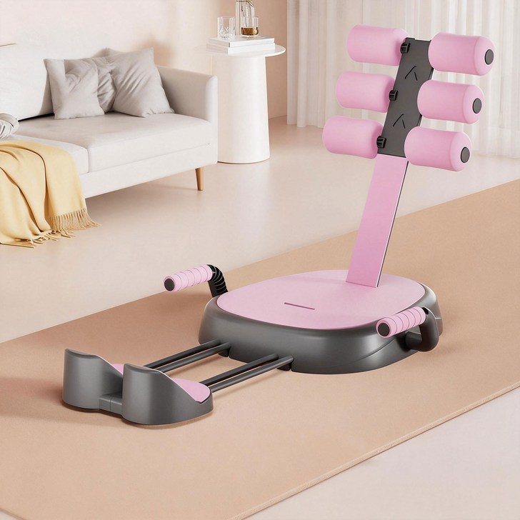 홈트 복근 운동기  리저브 밴드 세트  복부 마사지, 윗몸일으키기 보조, 전신 코어 트레이닝, 한 대로 끝내는, Pink, COLOR