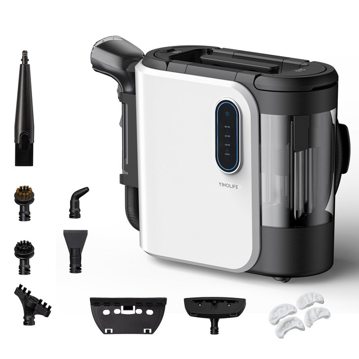 YINOLIFE 다기능 습식청소기 스팀 패브릭 청소기 15kPa 쇼파 카펫 침구 다용도 가정용 스팀 가열가능, 화이트, VCW94110