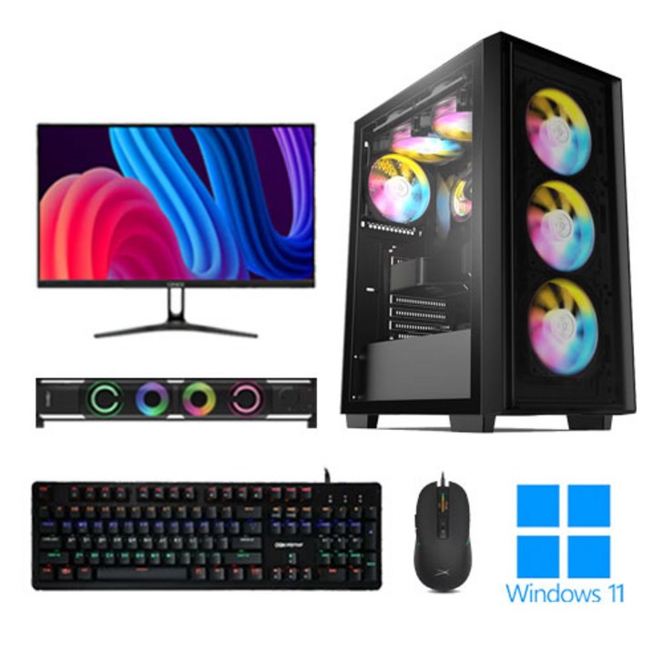 포유컴퓨터 게이밍 조립 컴퓨터 모니터 풀세트 PC 본체 최신 고사양 롤 배그 윈도우, GQPC28