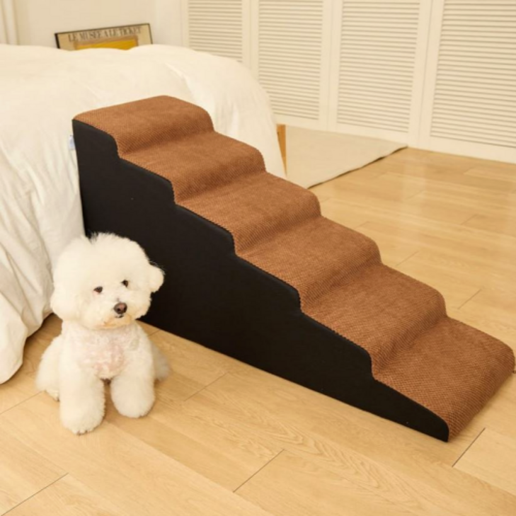 인디우스 반려동물 논슬립 침대 계단 5단 50cm 6단 60cm, 6단 브라운, 1개