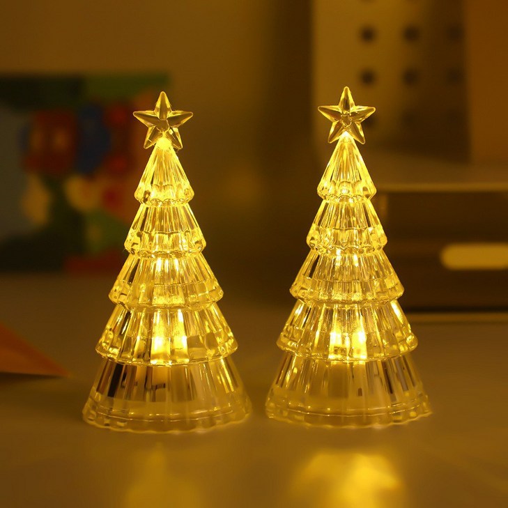 주니로와 미니어처 크리스마스 트리 감성 테이블조명, 2개, 골드