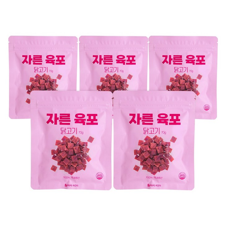 유통기한 24.10.29페페로니 자른육포 닭고기 70g 세트, 5개