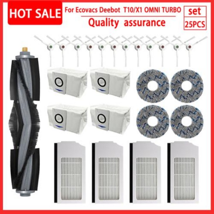물걸레 로봇 청소기 Ecovacs Deebot X1 OMNI T10 진공 부품 먼지 봉투 헤파 필터 메인 사이드 브러시 걸레 쓰레기통 액세서리