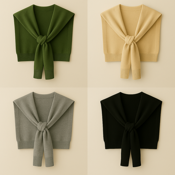 여성 니트 레이어드 숄 페이크 가디건