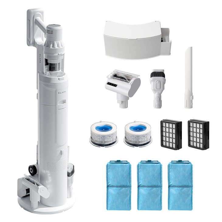 클래파 엘리트 타워 자동 먼지비움 무선청소기 세트, 화이트청소기, BVCT500W 클래파 엘리트 타워 자동 먼지비움 무선청소기 세트, 화이트청소기, BVCT500W