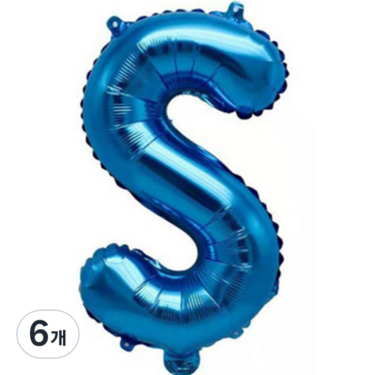 팡파티 레터링 알파벳 풍선 S 40cm, 블루, 6개