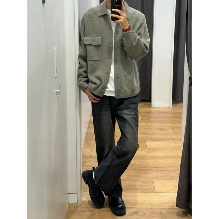 유니클로 U 24FW 램스울 니트 재킷 그린 남녀공용 플라잉 47184753