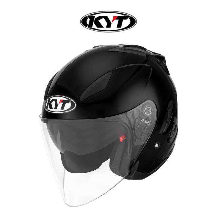 KYT 오픈페이스 헬멧 갤럭시 플랫 알 플레인 블랙 유광 단색 입문 오토바이 KC 인증