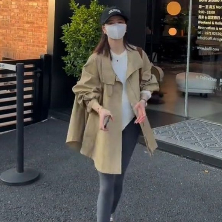 여성 하프 트렌치코트 더블 버튼 트렌치코트 심플 캐주얼 봄 가을 오버사이즈 아우터 JS