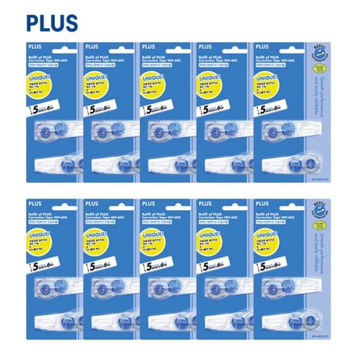 플러스 수정테이프 리필 WH605R 2p, 혼합색상, 10개입 플러스 수정테이프 리필 WH605R 2p, 혼합색상, 10개입