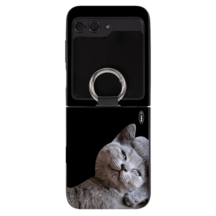 유스픽 디자인 카드2장수납 마그네틱 카드포켓 휴대폰 케이스 커플쓰담고양이