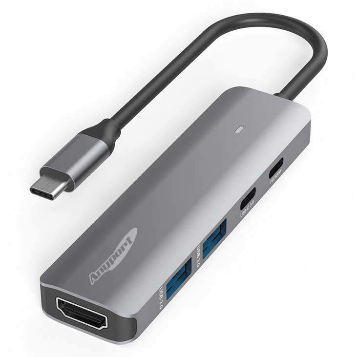 애니포트 5 in 1 C타입 앤 USBA 맥북 삼성 덱스 미러링 멀티포트 USB 허브 APTC560, 그레이 애니포트 5 in 1 C타입 앤 USBA 맥북 삼성 덱스 미러링 멀티포트 USB 허브 APTC560, 그레이