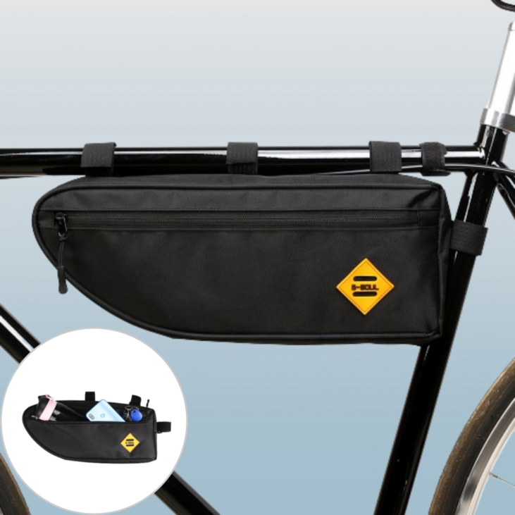 스마일플로우 MTB 로드 자전거 프레임 고급 가방, 1개, 블랙