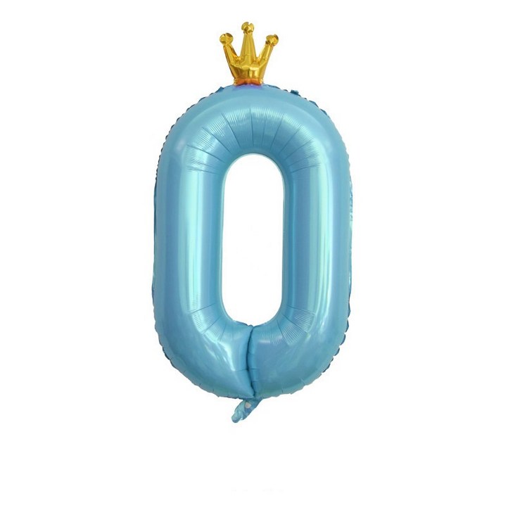 이자벨홈 생일파티 왕관 숫자 풍선 0 초대형, 블루, 1개