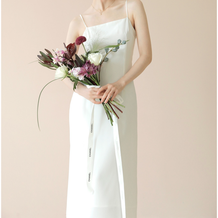 셀프 스몰 웨딩 드레스 미디 원피스 피로연 2부 브라이덜샤워 스냅촬영 결혼식 들러리 백꼬임
