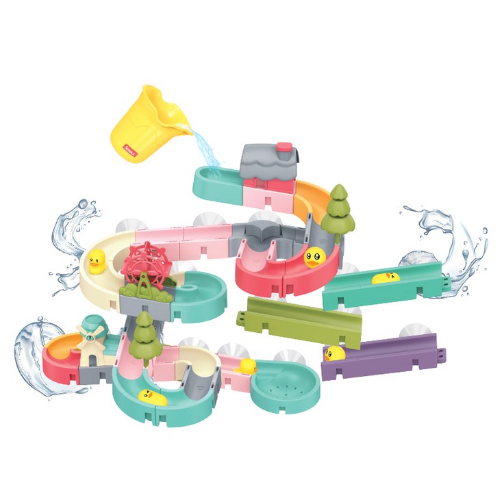 키저스 워터 슬라이드 블록 포레스트 유아 목욕놀이 장난감 62p, 혼합색상