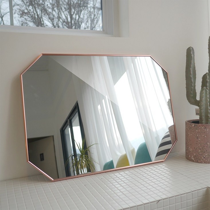 브래그디자인 부티퍼 팔각 거울 600 x 800 mm, 로즈골드