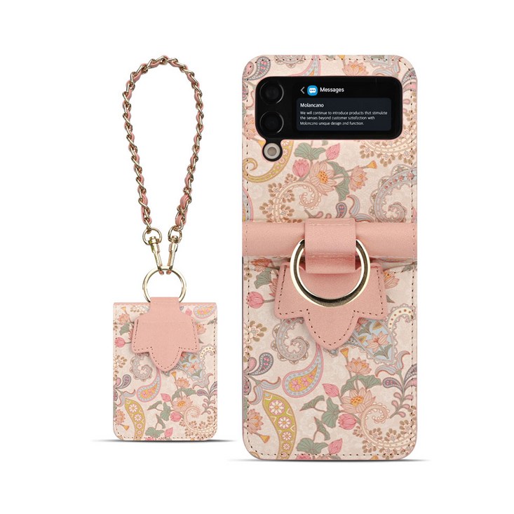 삼성갤럭시z플립4 카루소 페이즐리 가죽 카드 수납 다이어리형 휴대폰 케이스
