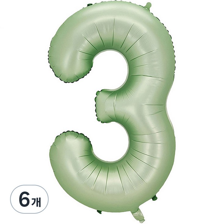 팡파티 숫자 레터링 풍선 101cm 3, 애플그린, 6개