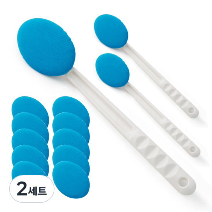 쓱싹 핸들 목욕 바디브러쉬 3p 볼타월 10p 세트, 블루, 2세트
