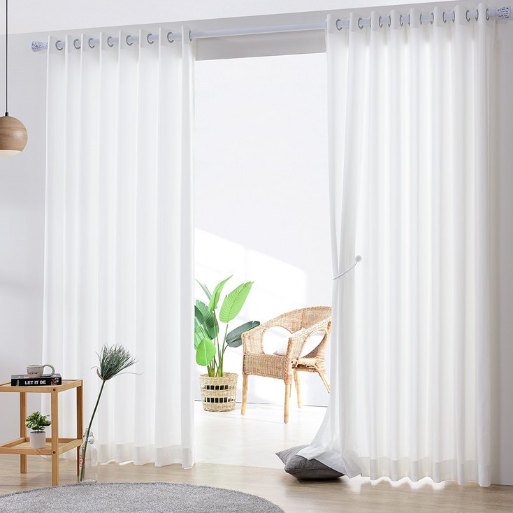 휴인홈 비침없는 울트라도톰 아일렛형 쉬폰 커튼 2p