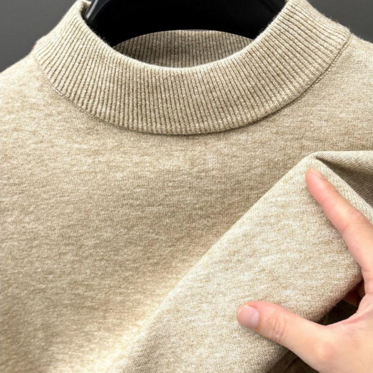 이즈리엘 남자 반목폴라  니트 고급 울 혼방 무지 부드러운 긴팔 니트