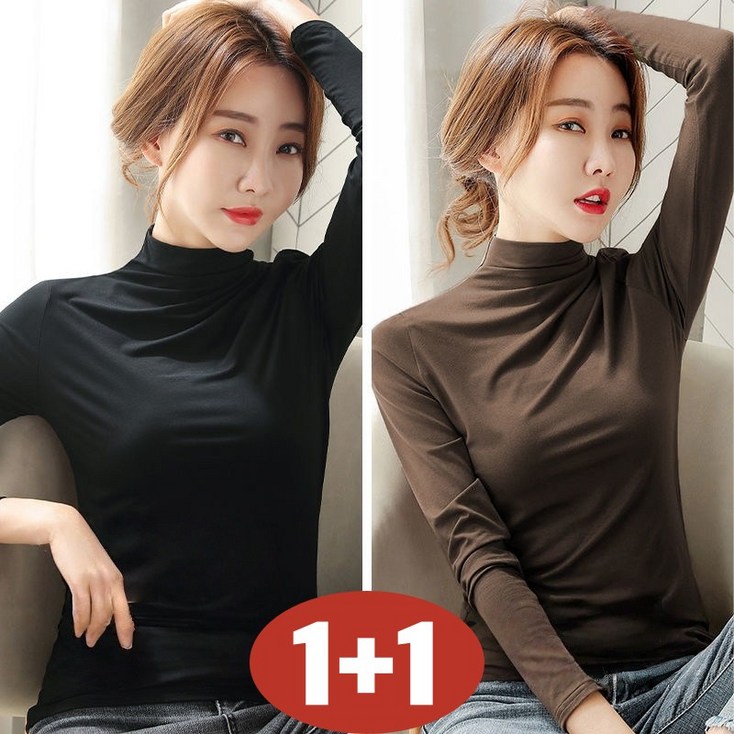 완전 편한 80kg까지 빅사이즈 11 여성 모달 반목 이너 긴팔 티셔츠 봄 가을 편한 심플 기본티 간절기 소프트 캐주얼 스판 날씬해보이는 데일리 클래식 외출용 코디 티