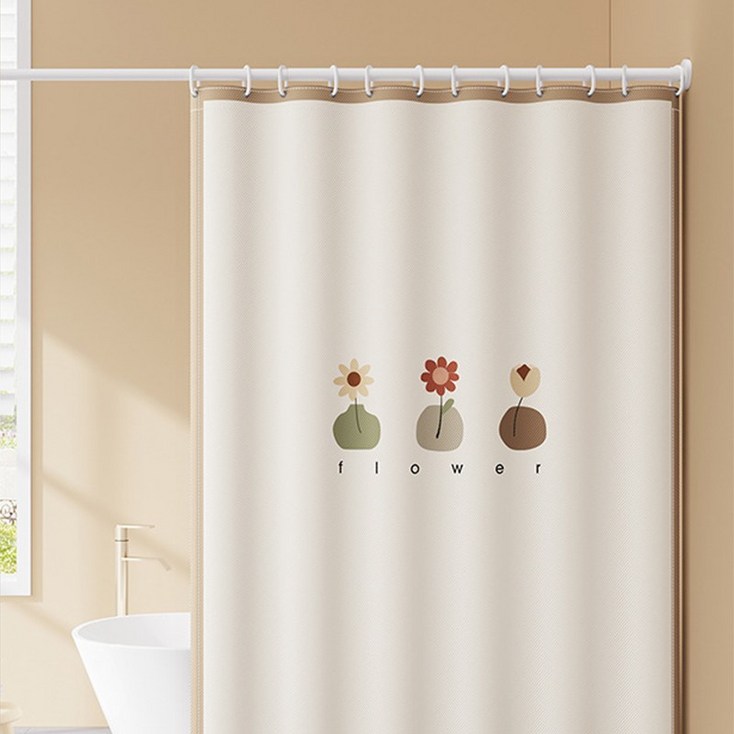 욕실 샤워커튼 고급 방수 곰팡이방지 화장실 파티션 가림막 커튼 건습분리  커튼링, 1개, B