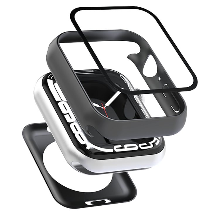 WA064 지모 애플워치 호환 풀커버 방수 케이스, 브라이트 블랙